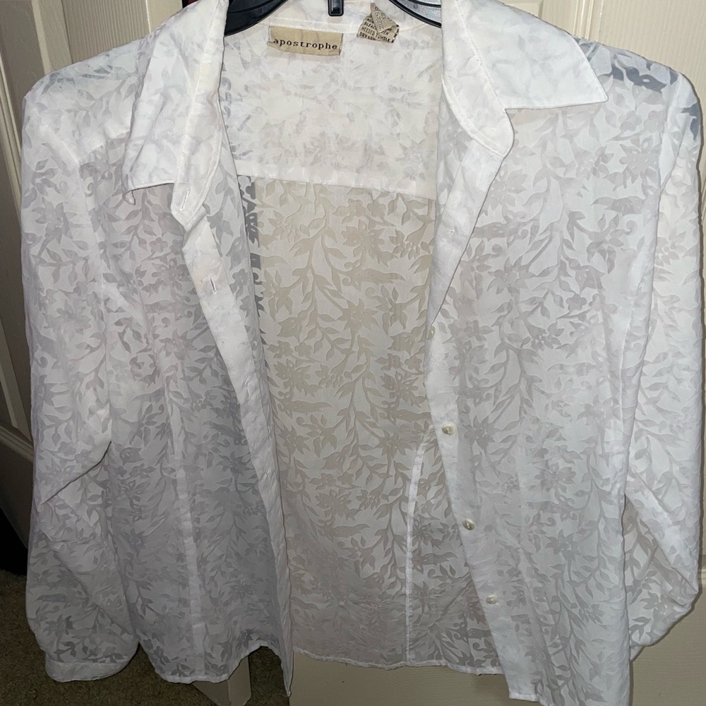See Through White Button Up Shirt